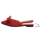 The Lady's Haven Boutique red flat heel sandals with bow detail comfortable summer pointed toe shoes