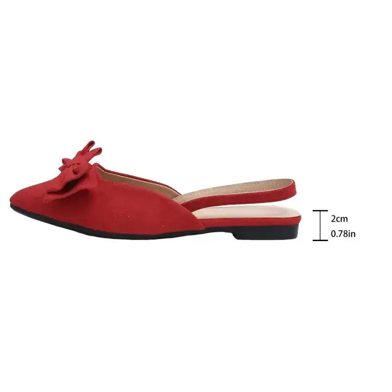 The Lady's Haven Boutique red flat heel sandals with bow detail comfortable summer pointed toe shoes