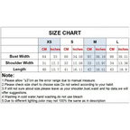 Size chart for cropped vest and high waist shorts set showing measurements for XS, S, M, and L sizes