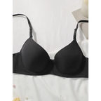 Black daily casual ladies underwear set bra with adjustable straps and smooth cups
