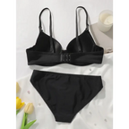 Black daily casual ladies underwear set from The Lady's Haven Boutique with a bra and matching panties
