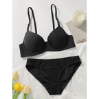 Black daily casual ladies underwear set with adjustable straps and matching panties by The Lady's Haven Boutique