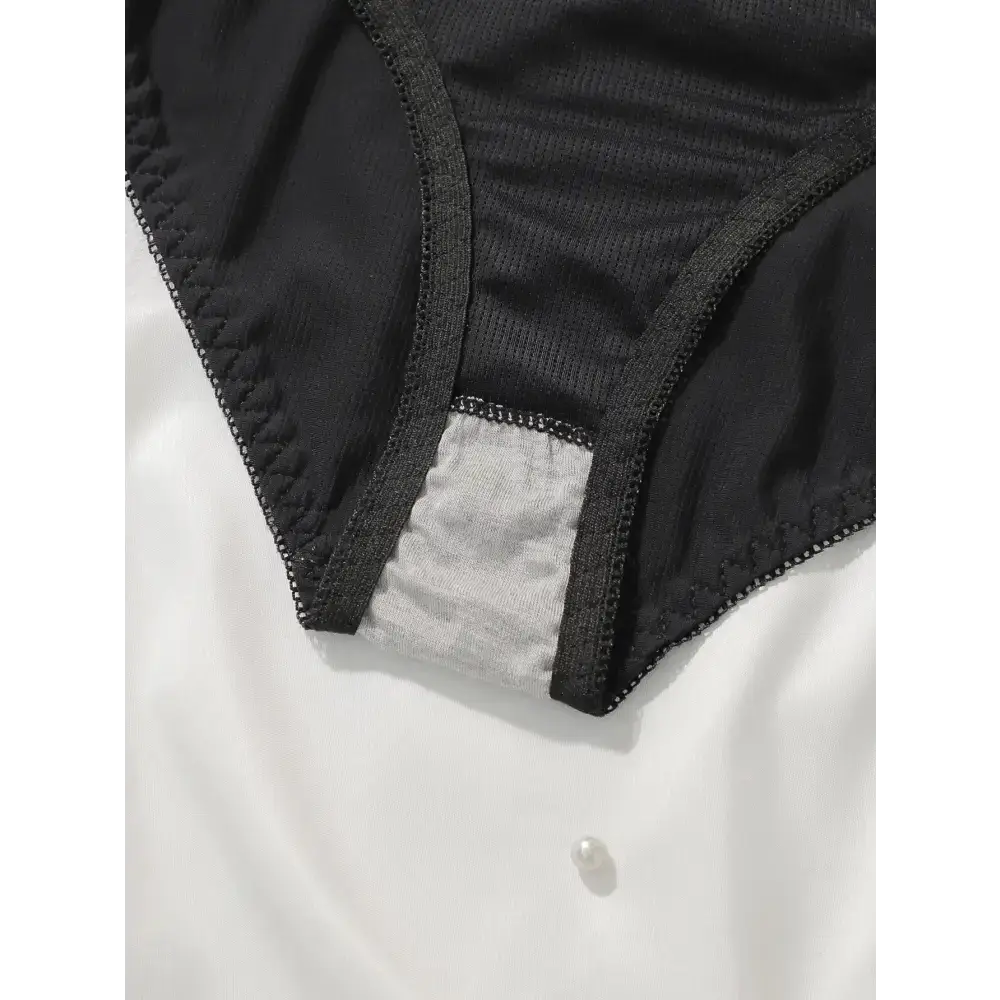 Black daily casual ladies underwear set bottom with soft gray gusset on white background