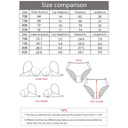 Size chart and measurement guide for daily casual ladies underwear set with detailed bust, cup, waist, and length dimensions