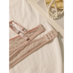 Delicate lace intimate set for ladies in soft beige with adjustable straps and hook closure