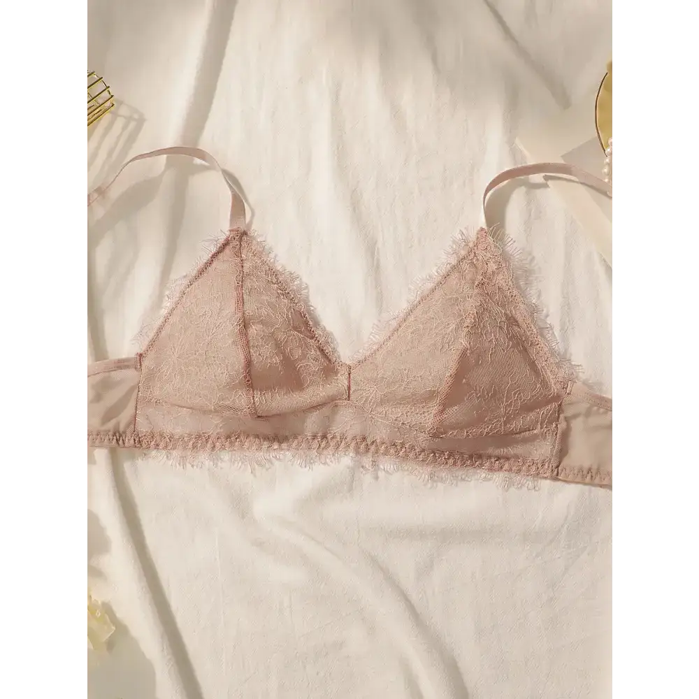 Delicate lace intimate set for ladies soft pink lace bra with adjustable straps from The Lady's Haven Boutique