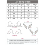 Size chart for delicate lace intimate set for ladies showing measurements for bust, cup height, waist, and length in cm and inches