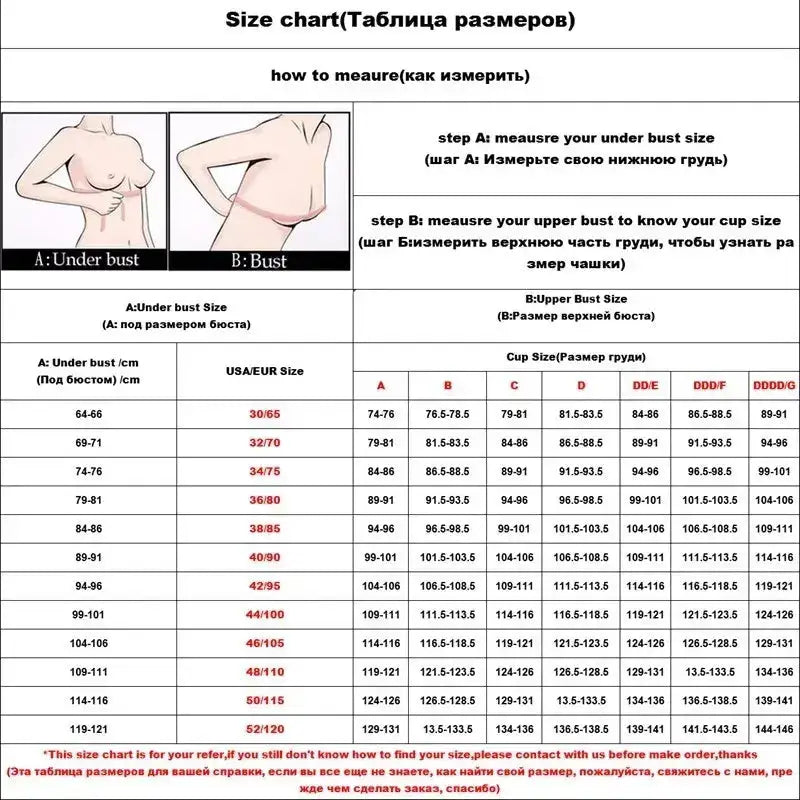 Demi Bra for Woman Contrast Color Underwear Big Size 85C-110C Half Cup Lingerie - The Lady's Haven Boutique