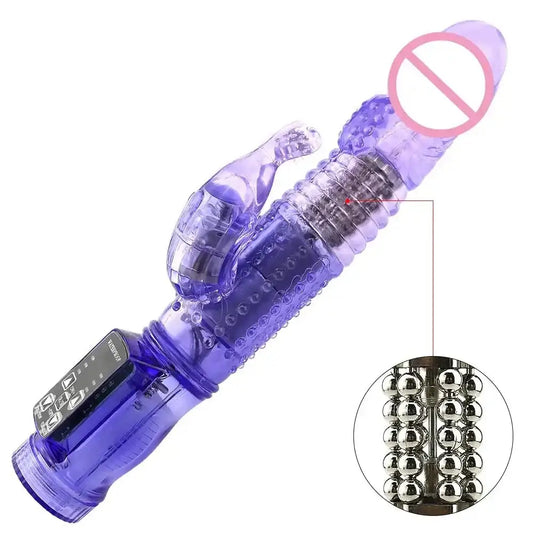 Dildo Rabbit Vibrator Masturbator G Spot 12 Speeds Vibration Dual Motor Massager Clitoris Rotation Stimulator Female Sex Toy - The Lady's Haven