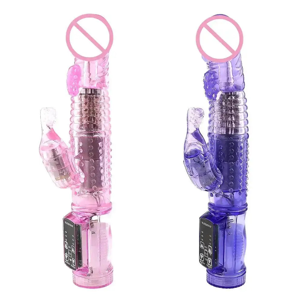Dildo Rabbit Vibrator Masturbator G Spot 12 Speeds Vibration Dual Motor Massager Clitoris Rotation Stimulator Female Sex Toy - The Lady's Haven