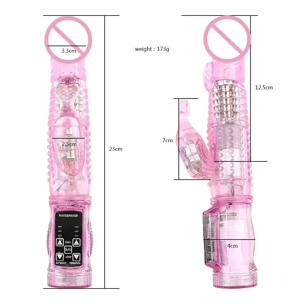 Dildo Rabbit Vibrator Masturbator G Spot 12 Speeds Vibration Dual Motor Massager Clitoris Rotation Stimulator Female Sex Toy - The Lady's Haven