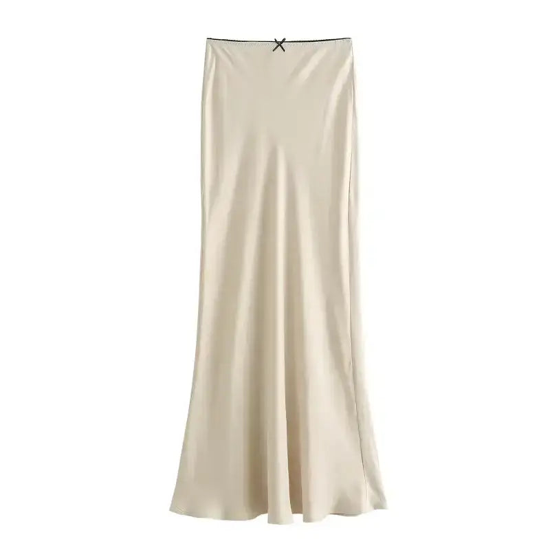 The Lady's Haven Boutique elegant cream ladies evening skirt with black trim detail