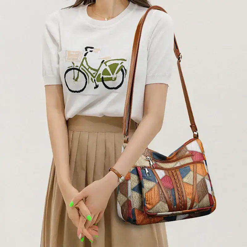 Colorful vintage crossbody bag for women with a stylish design, perfect for everyday use