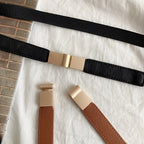 Versatile fashion belt for dresses in black and brown with chic metallic clasps