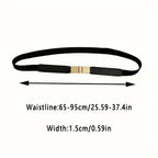 Fashion belt for dresses in black with gold clasp, adjustable for various waist sizes