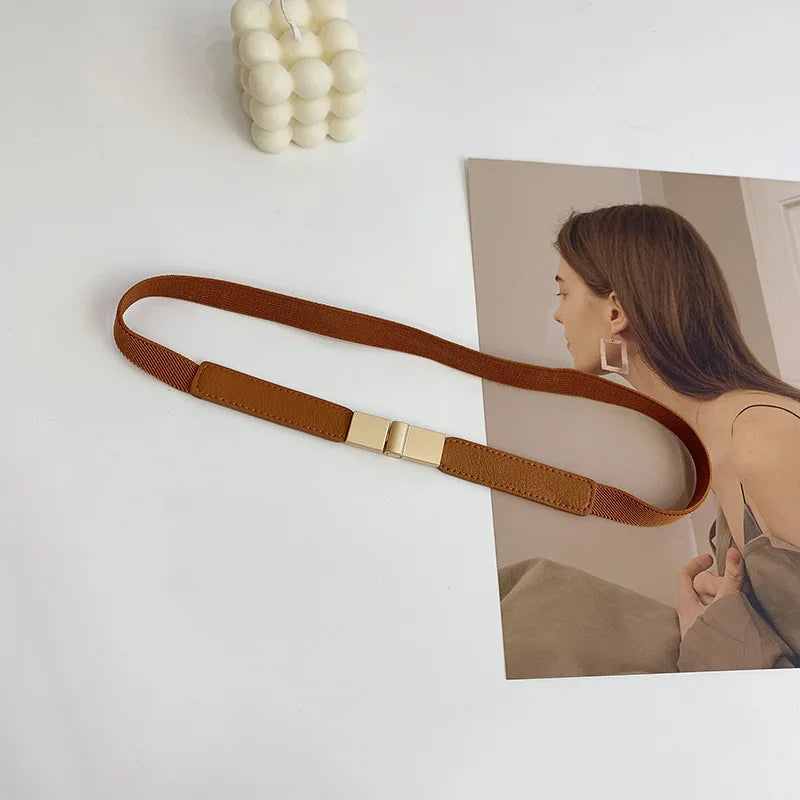 Stylish brown fashion belt for dresses with a sleek gold buckle, perfect for enhancing your outfit