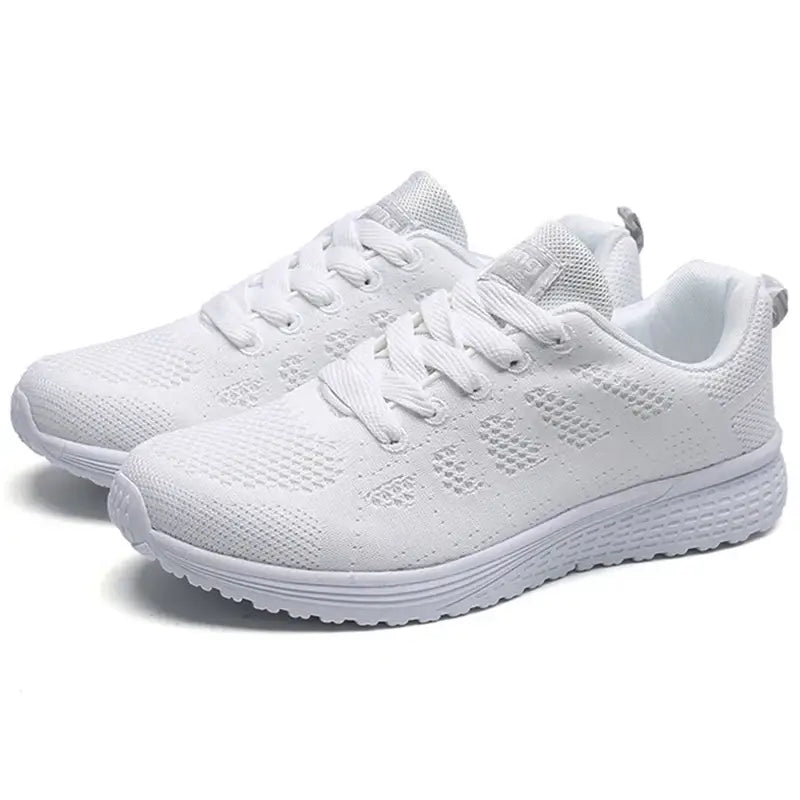 Fashion Women's Sneakers Lace Up in sleek white, perfect for casual wear and everyday style. Upgrade your shoe game!