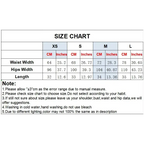 Size chart for fashionable skorts from The Lady's Haven Boutique showing waist, hips, and length measurements in cm and inches