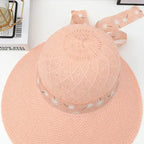 Stylish peach fashionable straw hats for women with decorative ribbon for sun protection