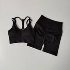 Black fitness bra and shorts set from The Lady's Haven Boutique with stylish design and comfortable material