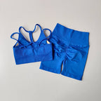 Blue fitness bra and shorts set from The Lady's Haven Boutique for comfortable workouts