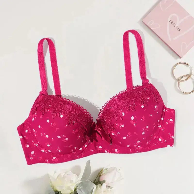 Floral Bras for Women Push Up Padded Lace Bra Underwire Embroidered Lingerie 75B-90B - The Lady's Haven Boutique