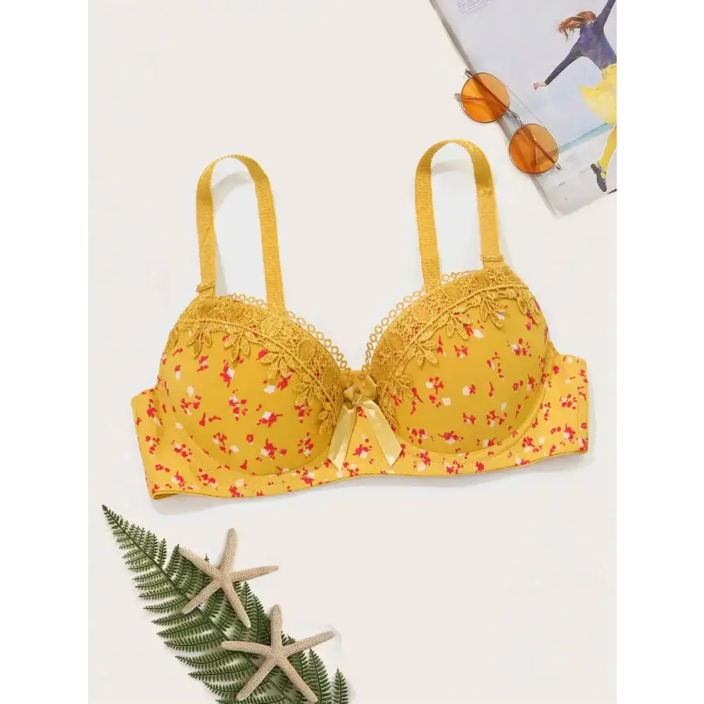 Floral Bras for Women Push Up Padded Lace Bra Underwire Embroidered Lingerie 75B-90B - The Lady's Haven Boutique