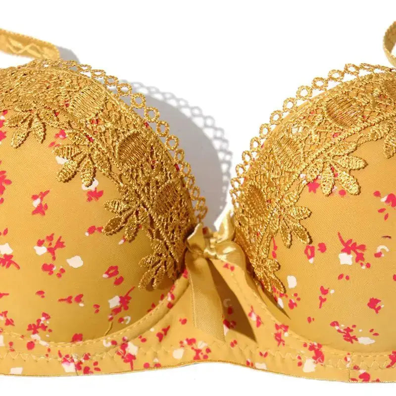 Floral Bras for Women Push Up Padded Lace Bra Underwire Embroidered Lingerie 75B-90B - The Lady's Haven Boutique