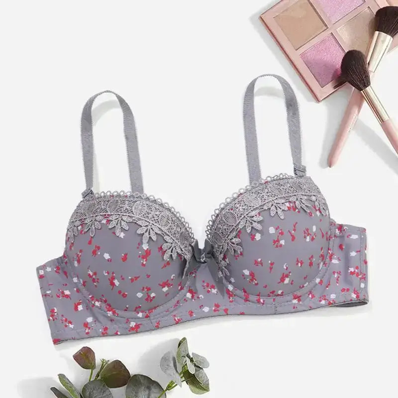 Floral Bras for Women Push Up Padded Lace Bra Underwire Embroidered Lingerie 75B-90B - The Lady's Haven Boutique