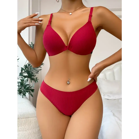 Front Button Bralette and Panties Set - The Lady's Haven Boutique