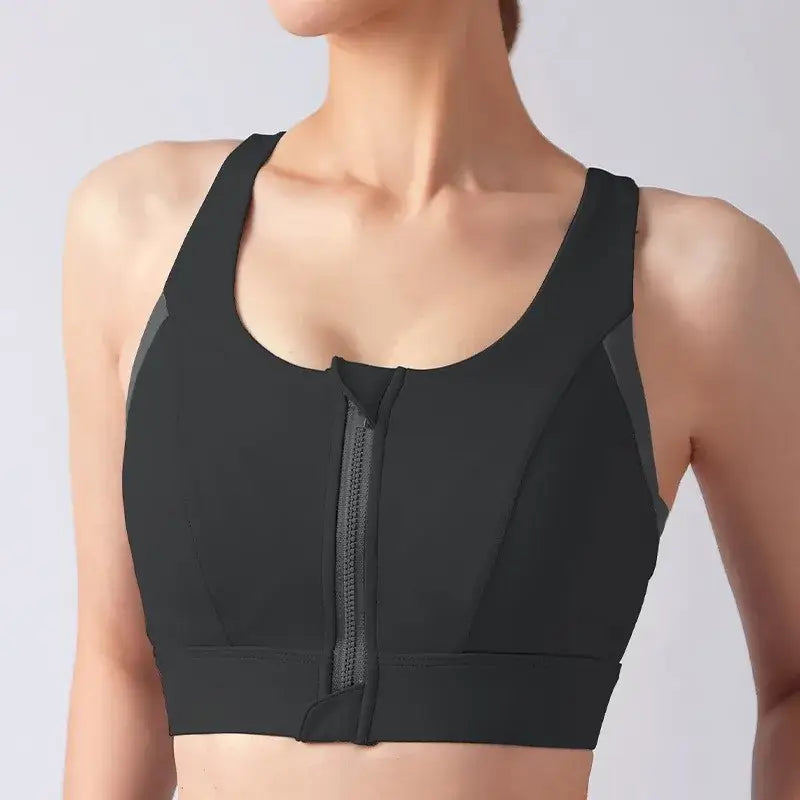 Front Zip Shockproof Padded Gym Bra for Women - The Lady's Haven Boutique