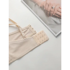 Beige gathering push up bra for ladies by The Lady's Haven Boutique showing adjustable back hooks and straps