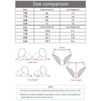 Size comparison chart and measurement guide for gathering push up bra for ladies with bust and cup dimensions