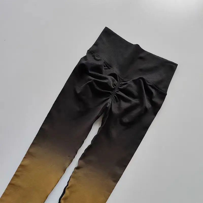 Gradient running leggings in black to brown with a stylish ruched back detail from The Lady's Haven Boutique