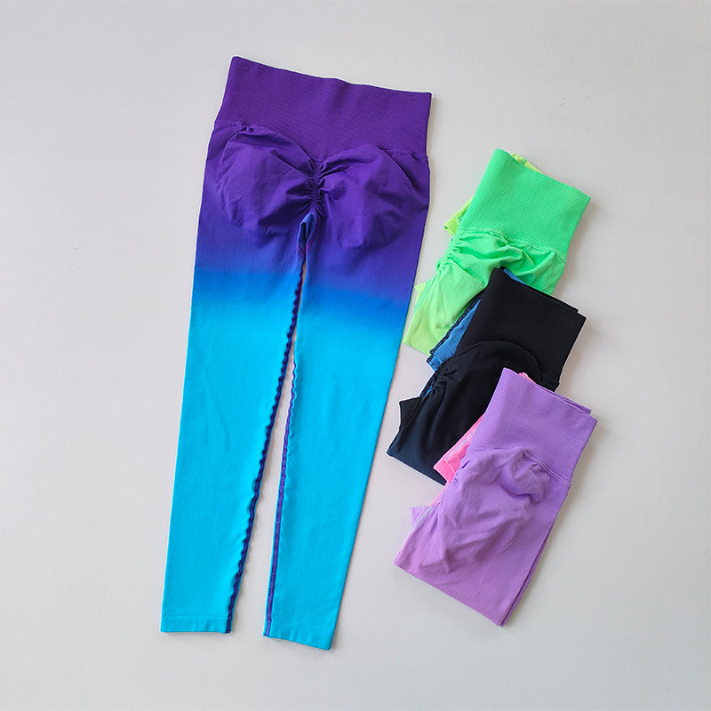 Gradient running leggings in vibrant colors with a unique design from The Lady's Haven Boutique