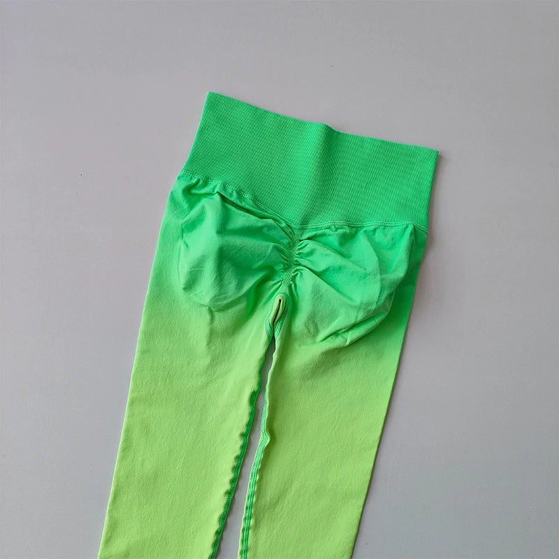 The Lady's Haven Boutique gradient running leggings in vibrant green perfect for yoga and exercise