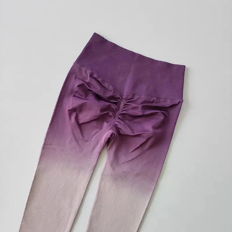 Gradient running leggings with a stylish ruched back detail for comfortable workouts