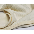 Close-up view of cream fabric texture and stitching details on big u neck shapewear bodysuit