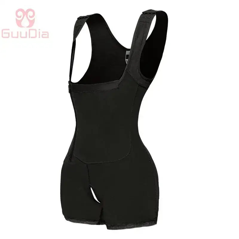 Black Colombian full body shaper for women with adjustable straps and full coverage design
