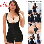 Colombian full body shaper for women black slimming garment with adjustable straps and zipper closure