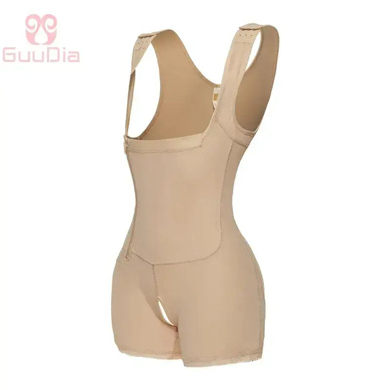 Beige colombian full body shaper for women with adjustable straps and a smooth fit