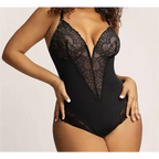 Black comfortable lace jumpsuit for ladies with sheer floral lace and adjustable straps