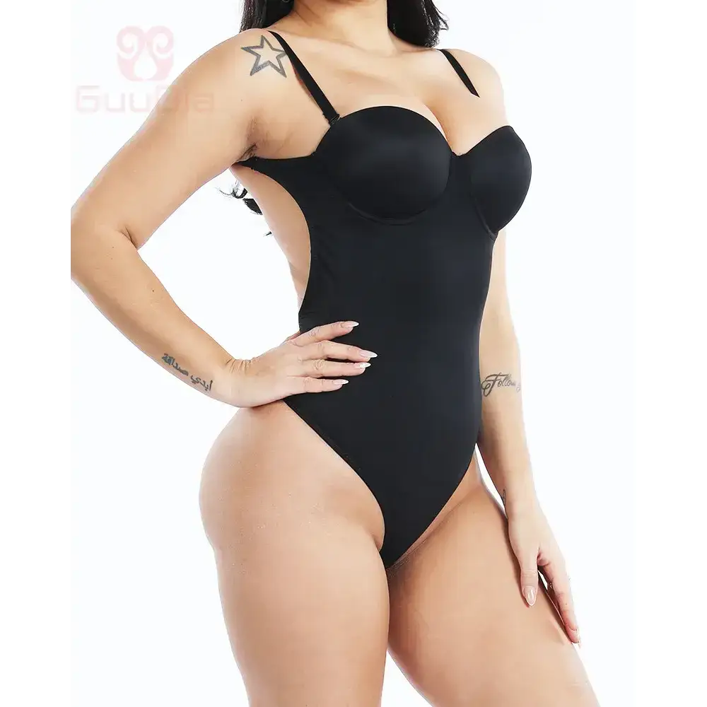 Black push up full body shaper for women worn by model showing smooth fit and support