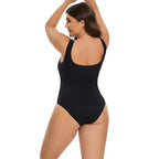 Woman wearing black daily spandex body shapewear essentials with a scoop back design from The Lady's Haven Boutique