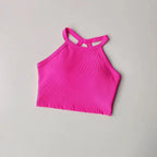 Bright pink gym top fitness camisole with a stylish racerback design for workout sessions