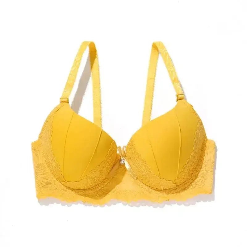 Hand Shap Foam Pad Push Up Bra Solid Color Floral Lace Underwire Brassiere for Women 75B 80B 85B - The Lady's Haven Boutique