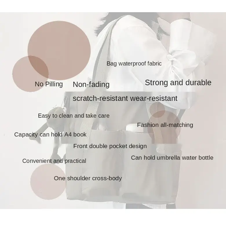 High capacity waterproof nylon handbags with double pocket design and durable fabric for everyday use