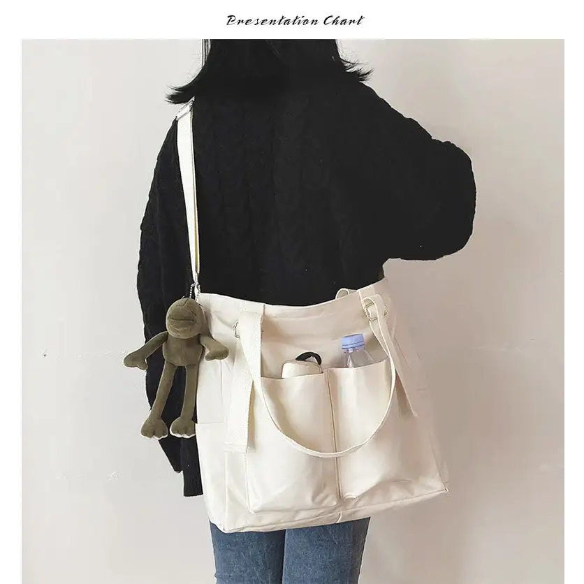 High capacity waterproof nylon handbags in cream color, ideal for daily use and versatile storage