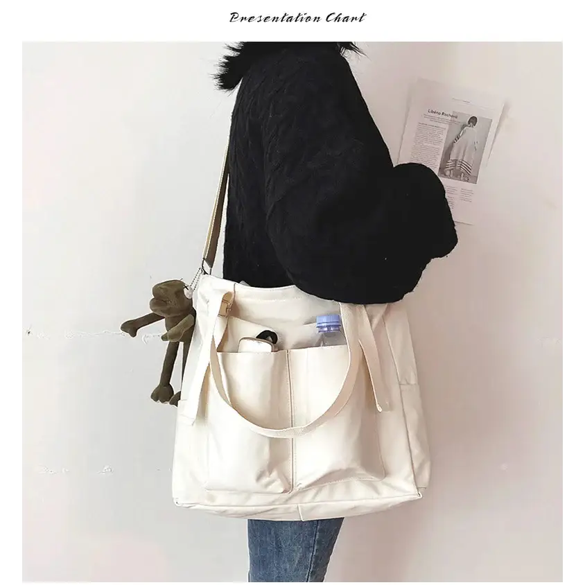Stylish high capacity waterproof nylon handbags with multiple pockets for everyday use