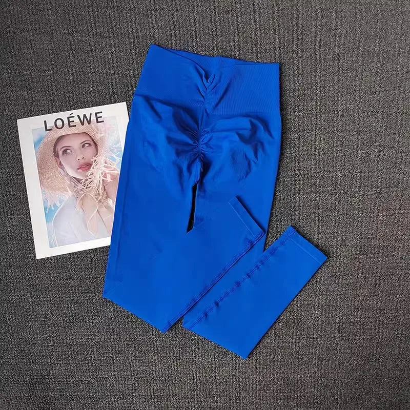 High elastic running leggings women in vibrant blue with a flattering design for optimal comfort during workouts